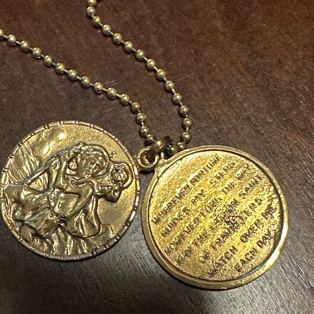 VSA Elegant Gold St. Christopher Layered Necklace
